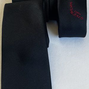 Authentic GIVENCHY Black Red LOGO Print 100% SILK SKINNY Neck Tie MADE ITALY